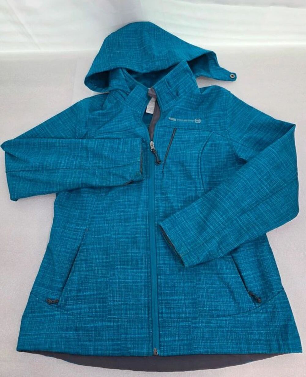 Free Country Teal Blue Softshell Jacket Faux Fur Fleece Lined Womens Medium